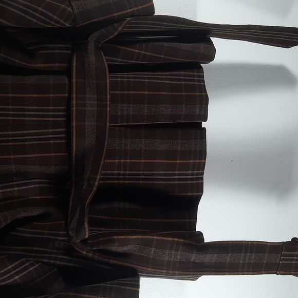 Bandolino stretch brown and tan plaid blazer Sz 8 - Picture 5 of 9